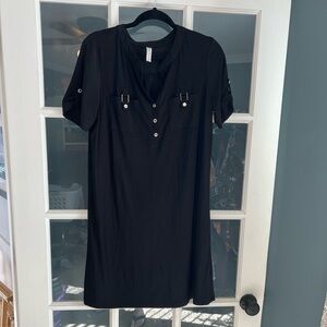Little black dress with metal embellishments